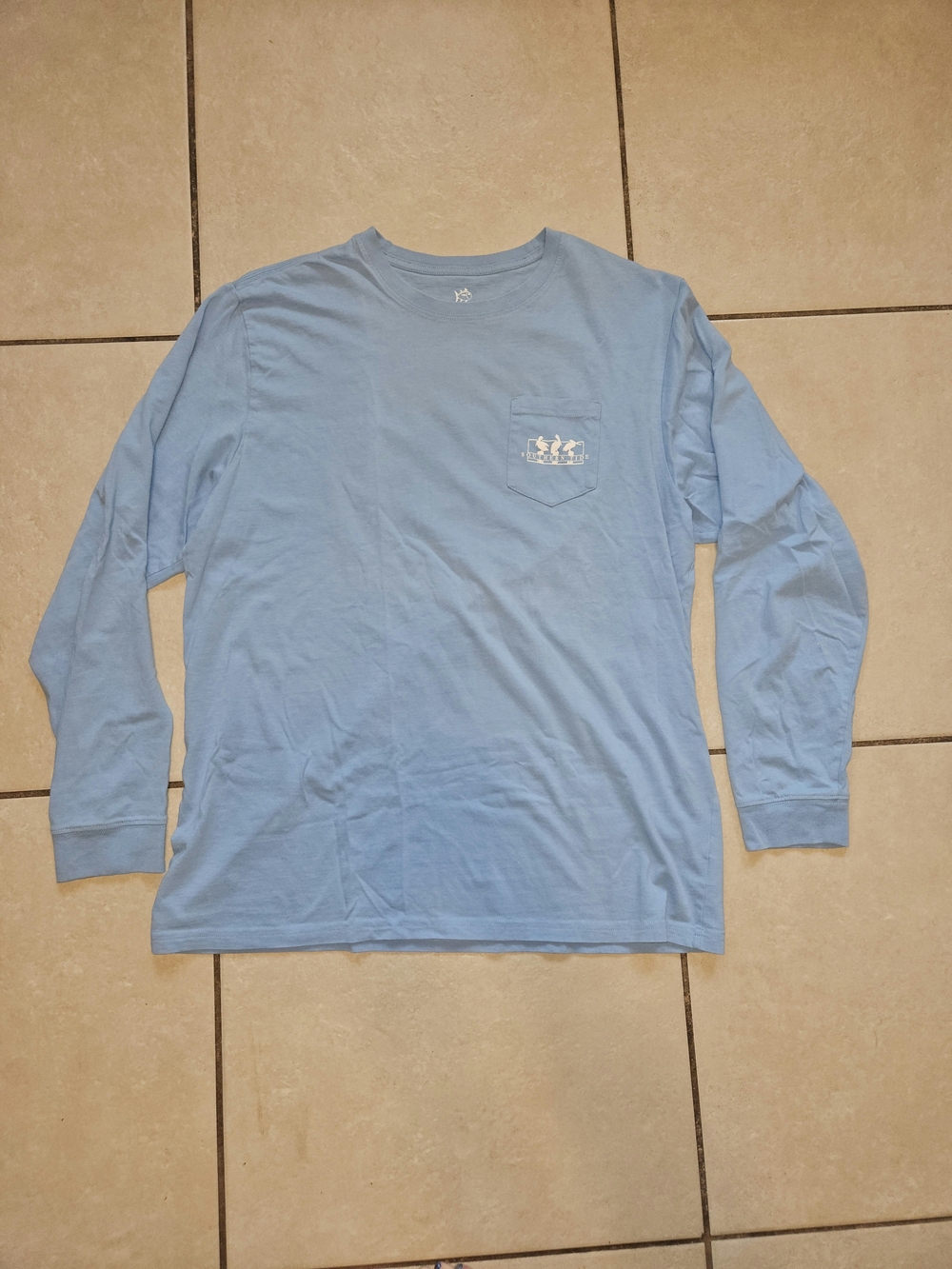 Southern Tide Sky Blue Long Sleeve Pocket Tee